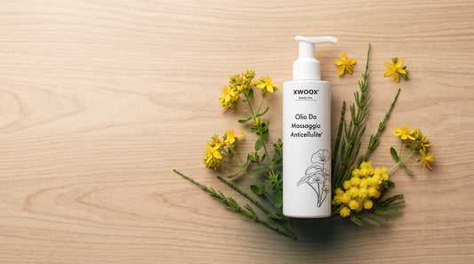 Olio anticellulite XWOOX con iperico, equiseto e mimosa, i tre ingredienti secondari della formula