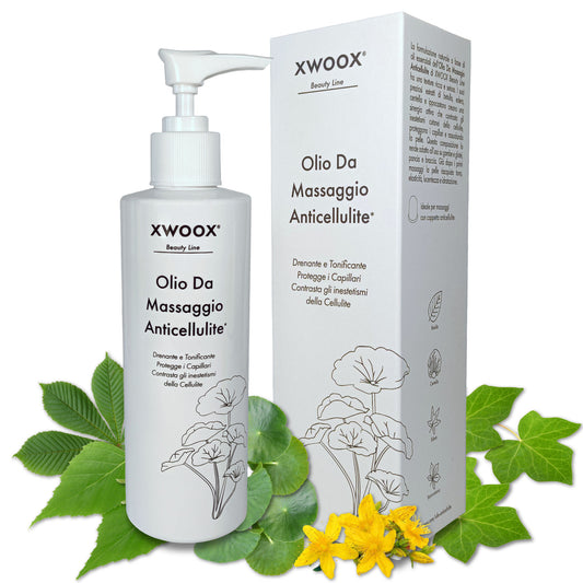 Olio anticellulite XWOOX 200ml formula long-glide con 9 attivi botanici