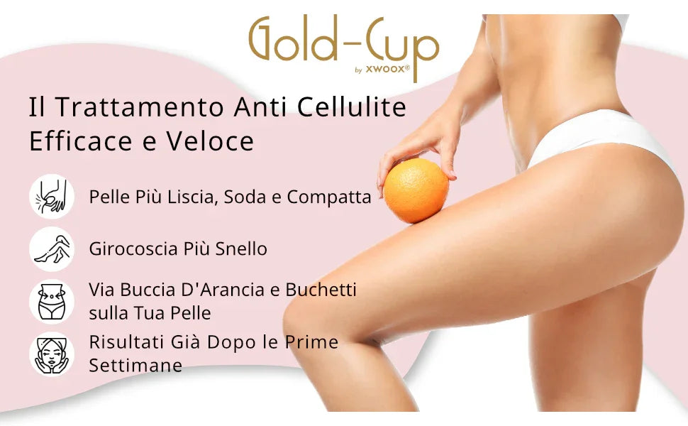 Gold-Cup XWOOX: il trattamento anticellulite efficace per pelle liscia, soda e compatta