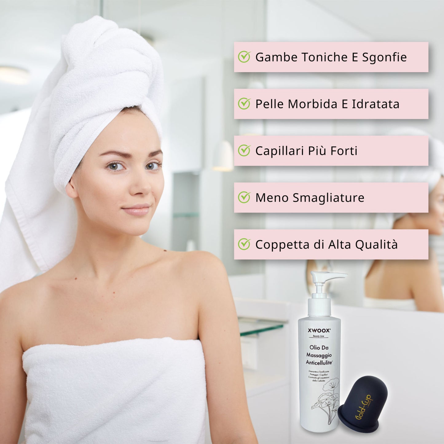 Benefici del kit anticellulite XWOOX: gambe toniche, pelle morbida e meno smagliature