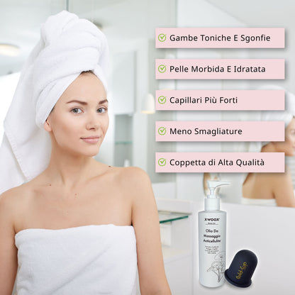Benefici del kit anticellulite XWOOX: gambe toniche, pelle morbida e meno smagliature