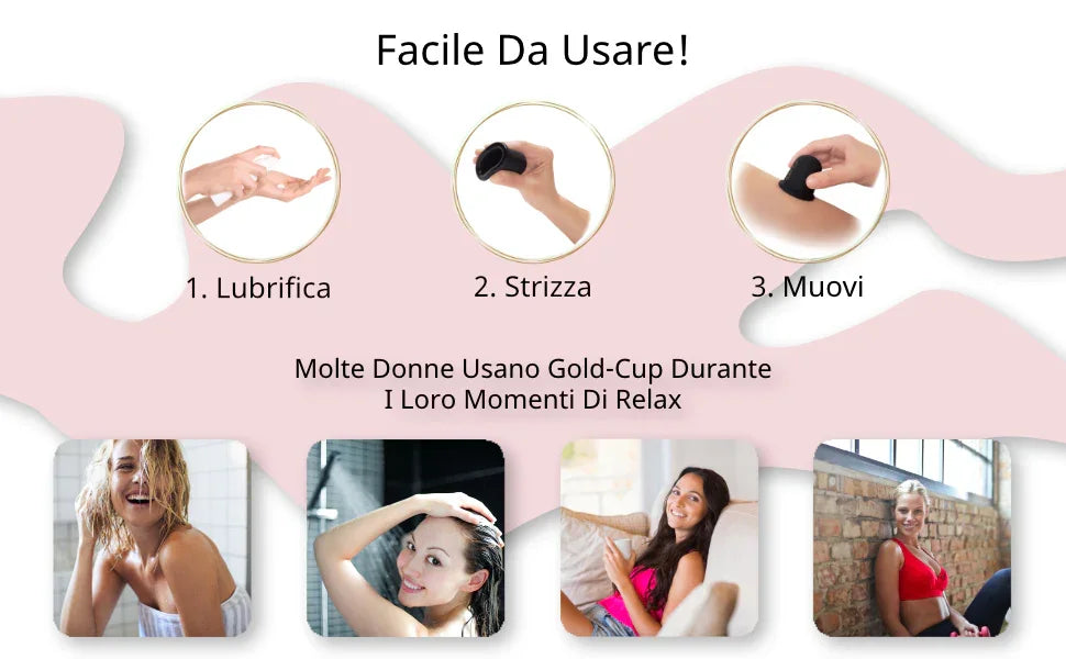 Come usare il kit anticellulite XWOOX con coppetta Gold-Cup in 3 passi: lubrifica, strizza, muovi