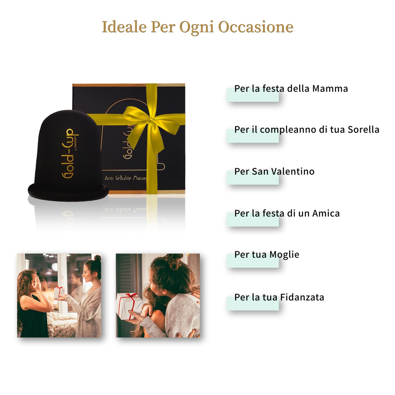 Coppetta anticellulite Gold-Cup come regalo per la festa della mamma o compleanno