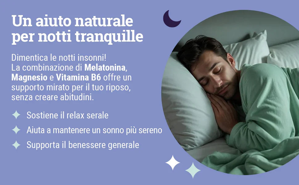 Buon Riposo XWOOX: aiuto naturale con melatonina e magnesio per notti tranquille senza insonnia