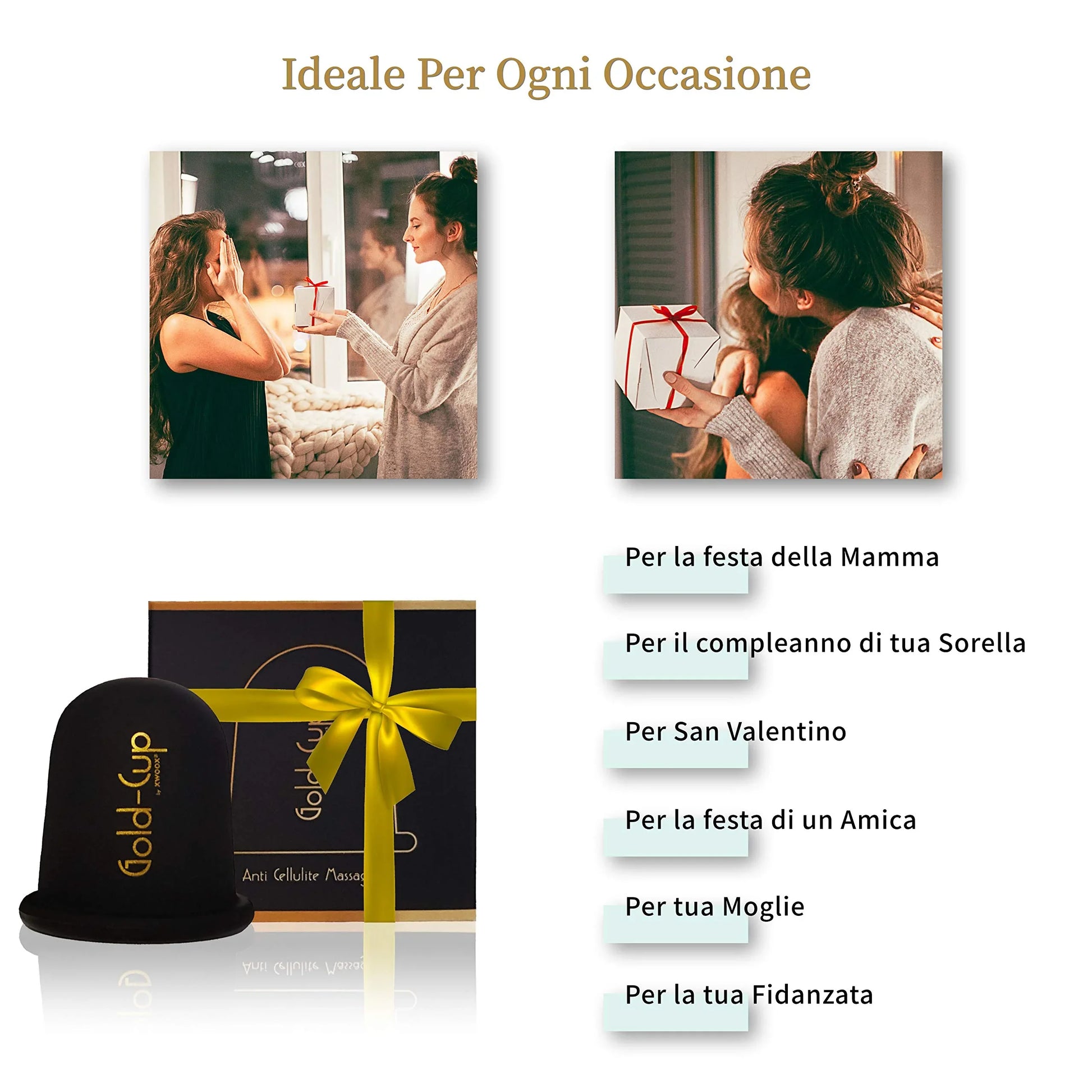 Coppetta anticellulite Gold-Cup XWOOX in confezione regalo ideale per ogni occasione